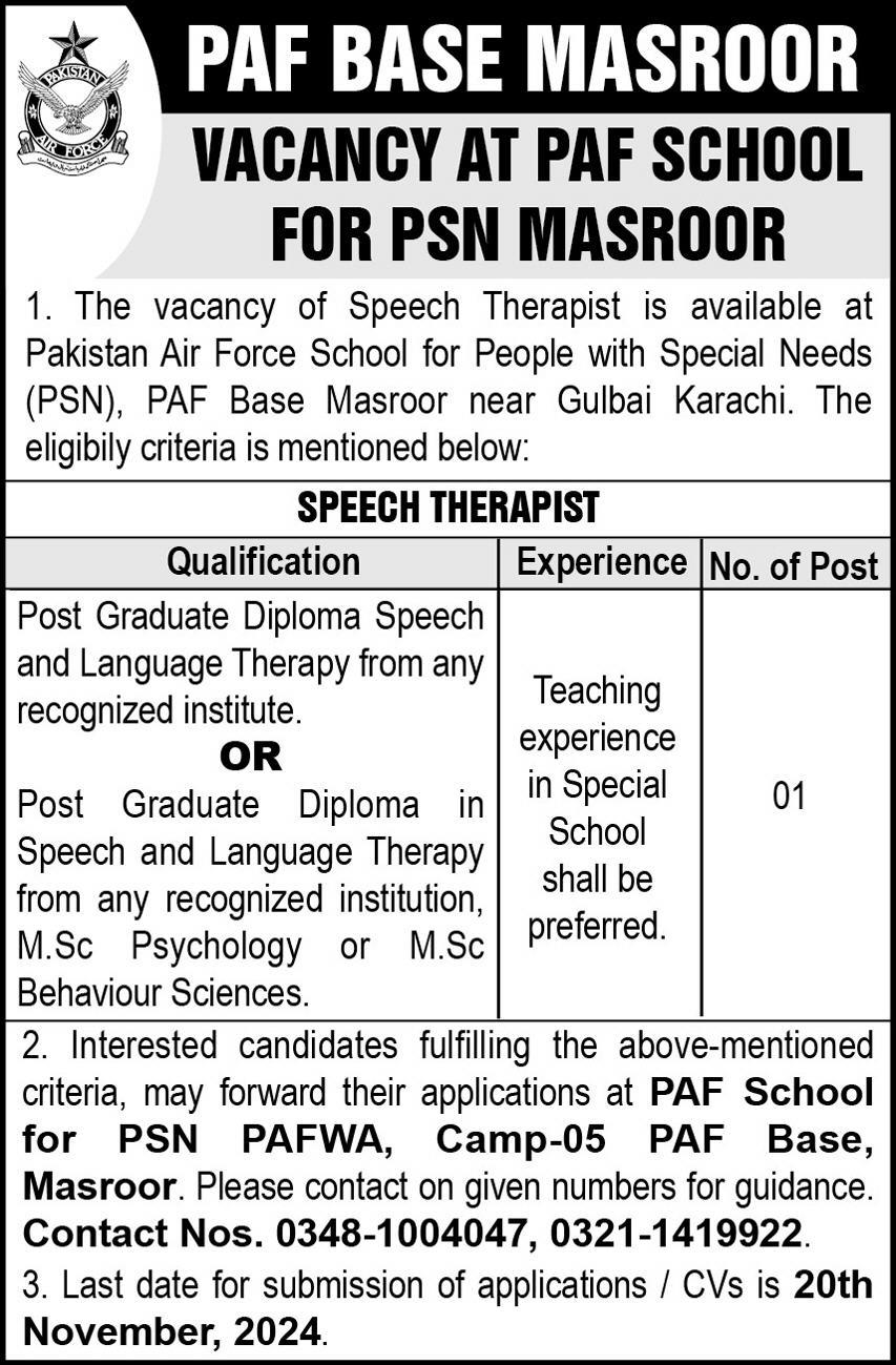 Pakistan Air Force PAF Karachi Jobs 2024 For Medical Post