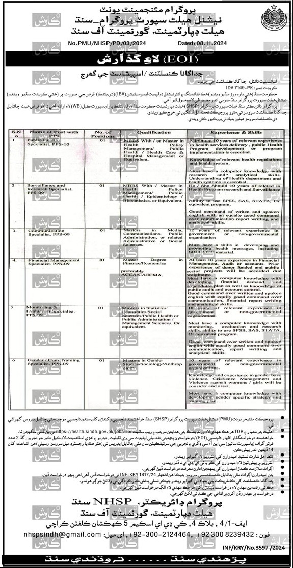 Latest Program Management Unit Karachi Jobs 2024 Advertisement