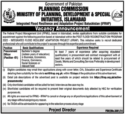 Planning Commission Jobs In Pakistan 2024 Apply Online